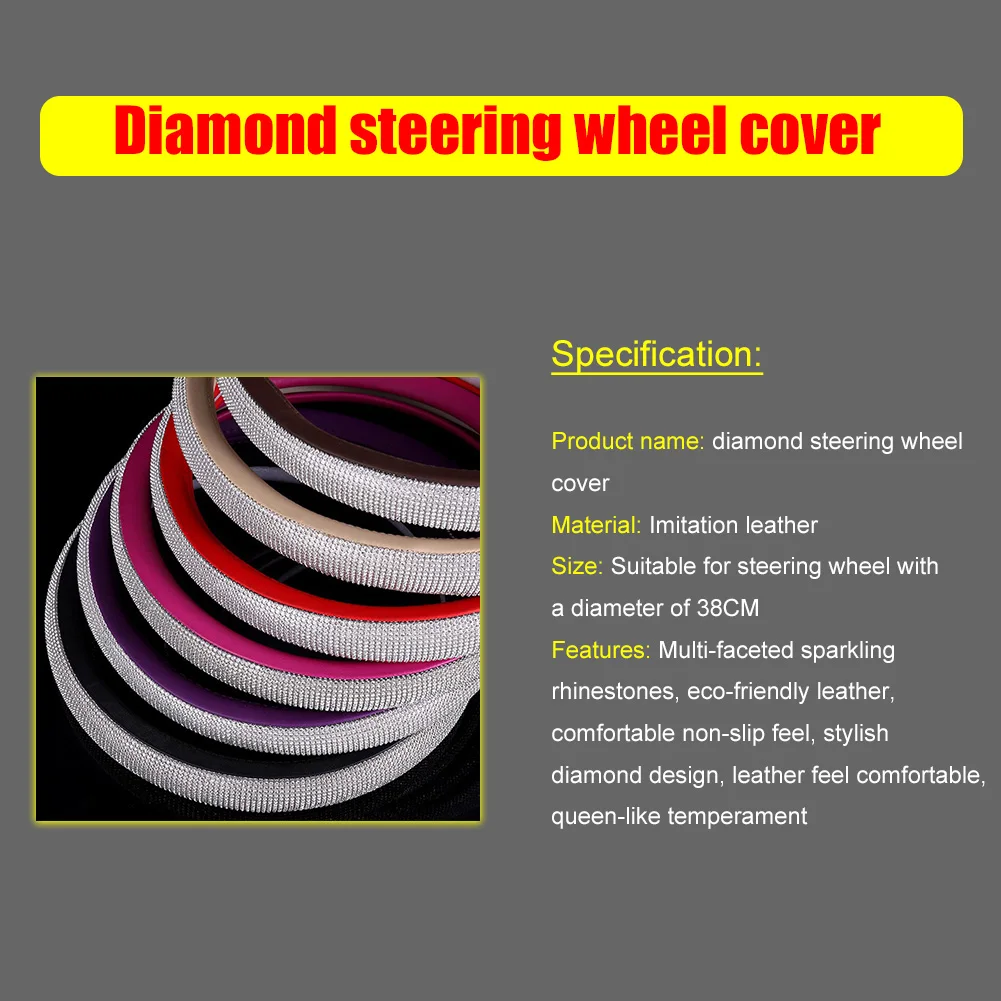 Leather Car Steering Wheel Cover 38cm Glitter Rhinestone For Girl Lady Interior Accessories
Leather Car Steering Wheel Cover 38cm Glitter Rhinestone For Girl Lady Interior Accessories