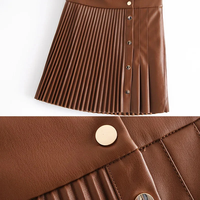 Women Spring PU Leather Pleated Skirt 2021 Casual Fashion High Waist Solid Buttons Mini Skirt Female Asymmetrical Short Faldas
Women Spring PU Leather Pleated Skirt 2021 Casual Fashion High Waist Solid Buttons Mini Skirt Female Asymmetrical Short Faldas