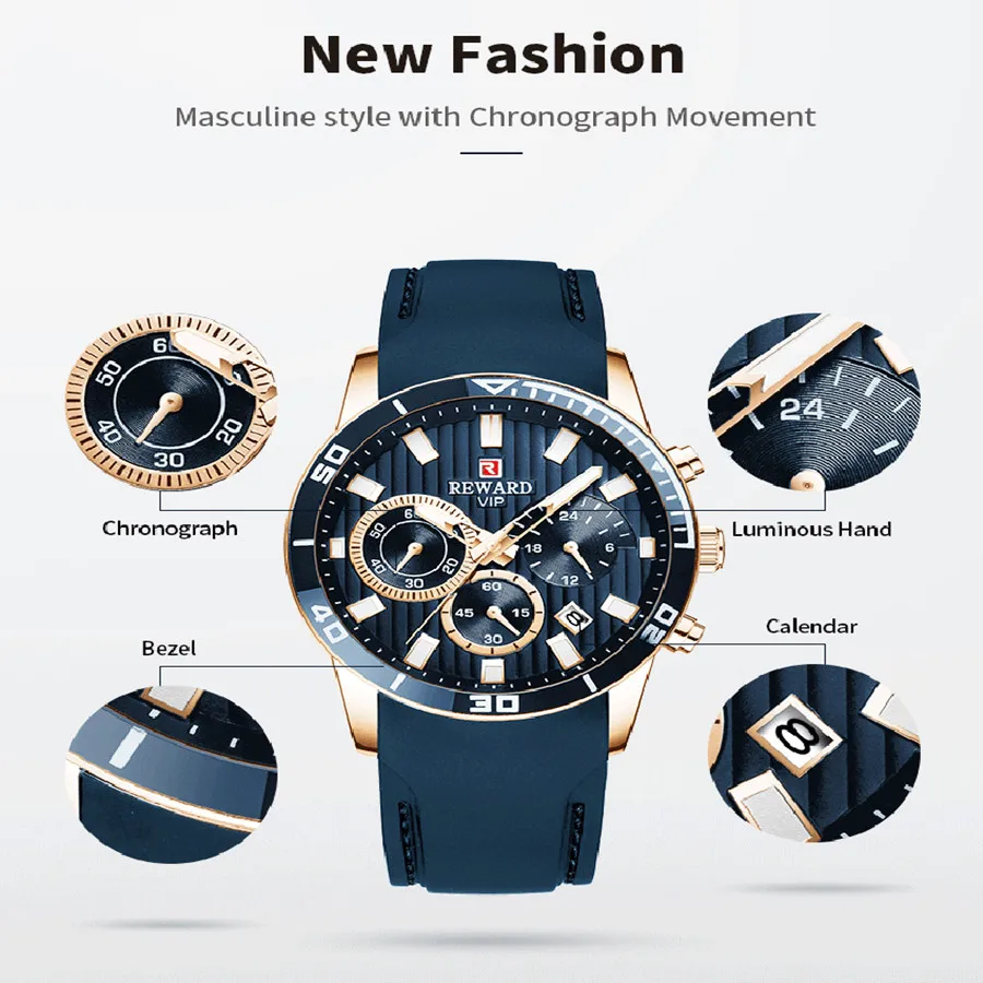 REWARD Green Silicone Watch Men Luxury Brand Chronograph Men Sport Watches Leather Strap Quartz Wristwatch Relogio Masculino
REWARD Green Silicone Watch Men Luxury Brand Chronograph Men Sport Watches Leather Strap Quartz Wristwatch Relogio Masculino