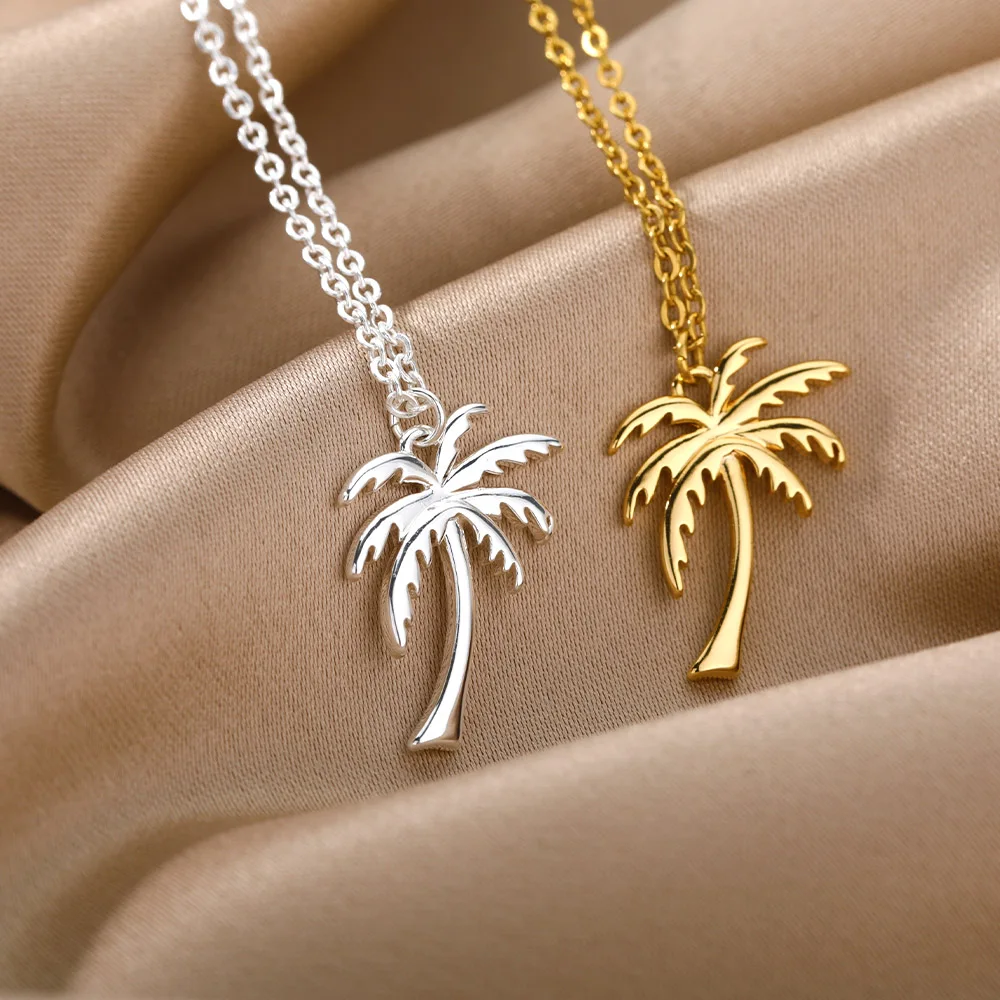 Ожерелье из кокосовой пальмы для женщин изящное ожерелье нержавеющей стали