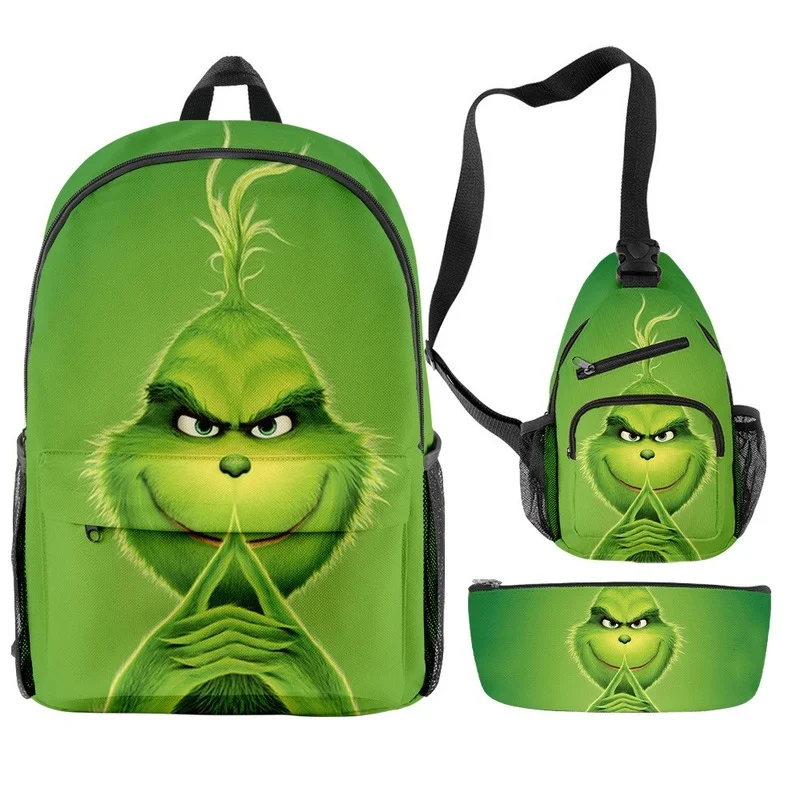 Молодежный рюкзак с зелеными волосами Grinch 3 шт./компл., нагрудные сумки, чехол-карандаш, студенческий рюкзак с 3D принтом, дорожные рюкзаки для...
Молодежный рюкзак с зелеными волосами Grinch 3 шт./компл., нагрудные сумки, чехол-карандаш, студенческий рюкзак с 3D принтом, дорожные рюкзаки для...