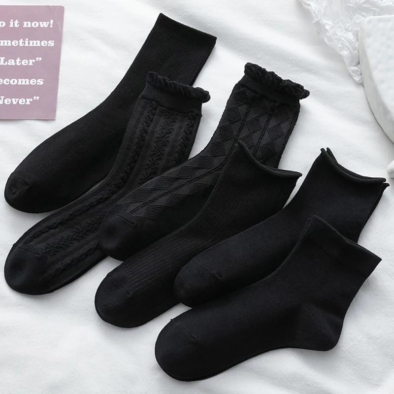3 Pairs women Black Socks Comfort Breathable Cotton Dress Socks Japanese jk style Black socks spring and autumn sox
3 Pairs women Black Socks Comfort Breathable Cotton Dress Socks Japanese jk style Black socks spring and autumn sox