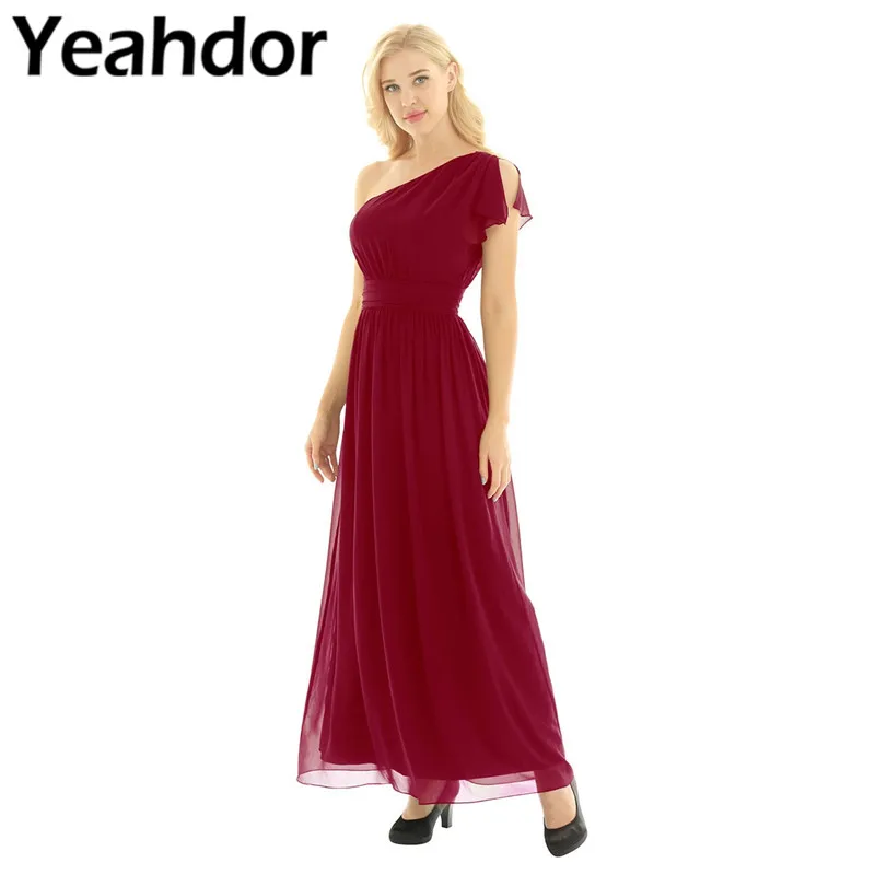 Elegant Lady Women One Shoulder Ruffled Waist Chiffon Long Party Formal Dress Built-in Bra Evening Dresses for Special Occasions
Elegant Lady Women One Shoulder Ruffled Waist Chiffon Long Party Formal Dress Built-in Bra Evening Dresses for Special Occasions