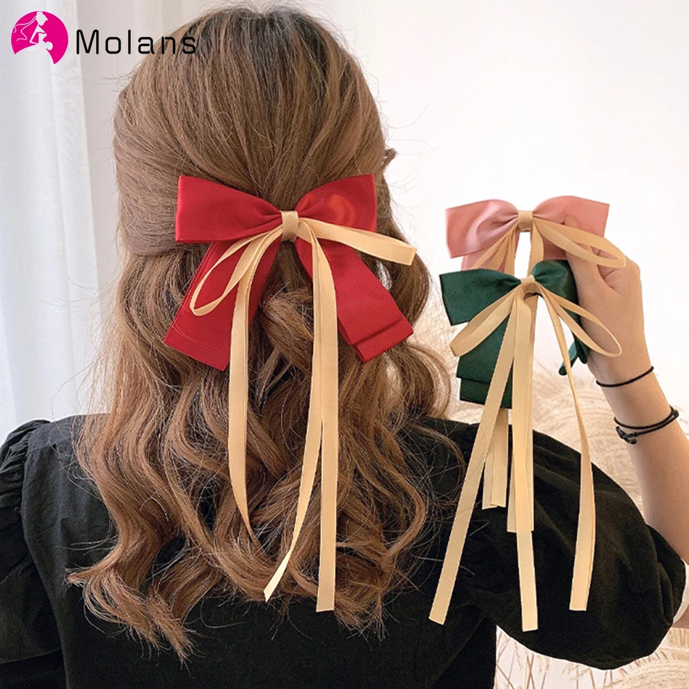 Заколка для волос Molans в Корейском стиле с атласным бантом Женская повязка