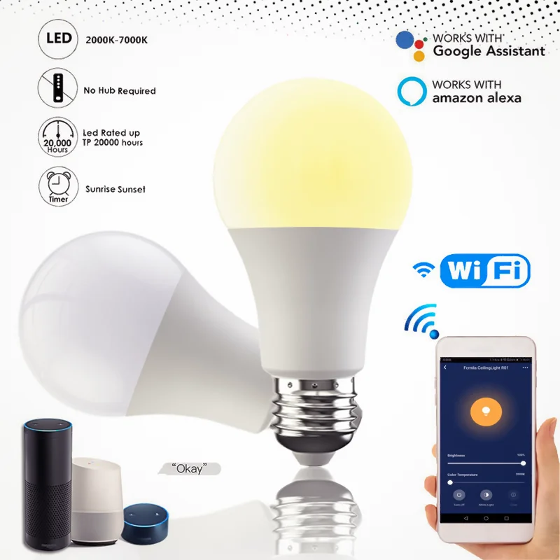 Новая светодиодная лампа fcмила B22 E27, 15 Вт, Wi-Fi, управление через приложение, модули Alexa Google для холодной теплой автоматизации, умный Домашний ...
Новая светодиодная лампа fcмила B22 E27, 15 Вт, Wi-Fi, управление через приложение, модули Alexa Google для холодной теплой автоматизации, умный Домашний ...