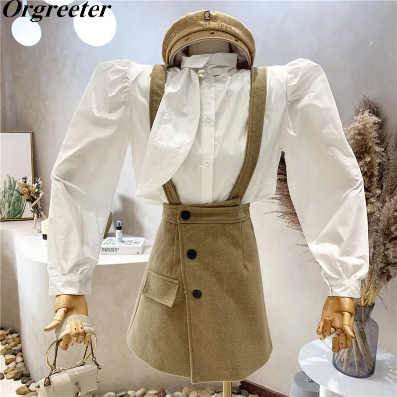 Retro Design White Long Sleeve Bowknot Blouse and Sleeveless Suspender Irregular Woolen Dress 2 Piece Set Female Spring New
Retro Design White Long Sleeve Bowknot Blouse and Sleeveless Suspender Irregular Woolen Dress 2 Piece Set Female Spring New