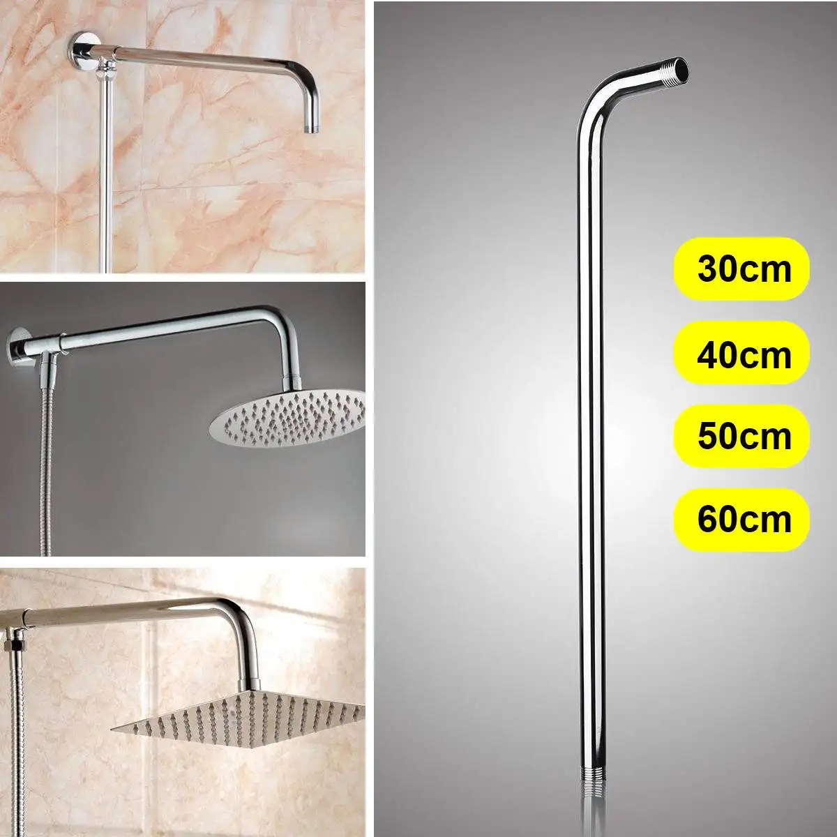 30/40/50/60cm Stainless Steel Shower Head Extension Arm Kit 90Wall Mounted Tube Rainfall Shower Head Arm for Bathroom Hardware
30/40/50/60cm Stainless Steel Shower Head Extension Arm Kit 90Wall Mounted Tube Rainfall Shower Head Arm for Bathroom Hardware