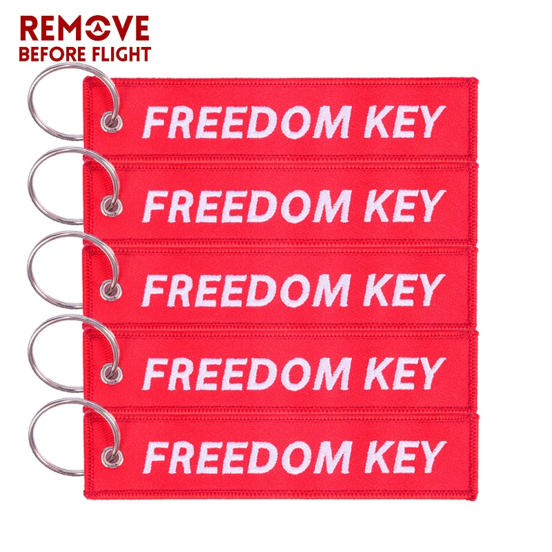 5 шт. брелок для ключей Freedom автомобилей красное вышитое кольцо мотоцикла