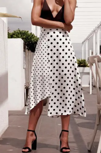 Женская Летняя асимметричная юбка Бохо белая миди с разрезом высокой талией и