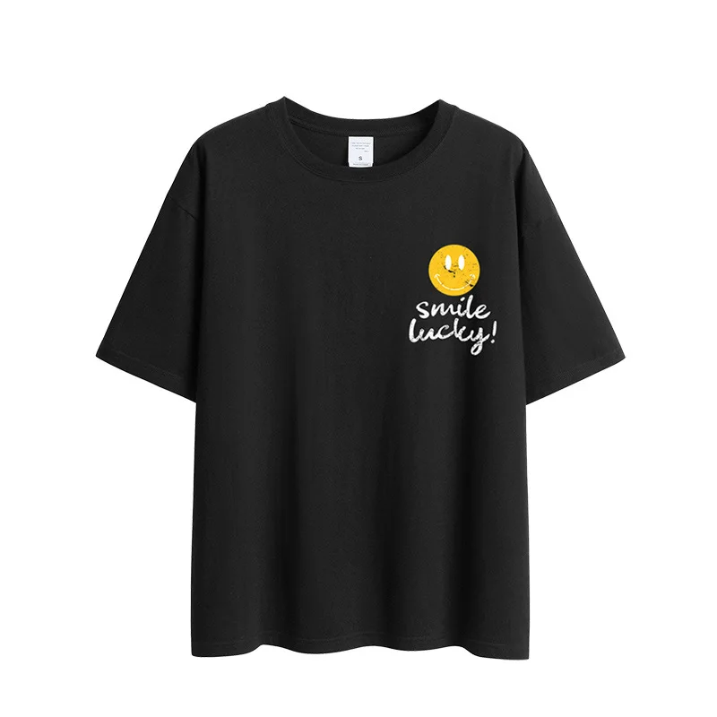 2021 Letter Smiley Print Short Sleeve T-shirt Women's Loose Pure Cotton Korean Style Falling Shoulder Half Sleeve Student Top
2021 Letter Smiley Print Short Sleeve T-shirt Women's Loose Pure Cotton Korean Style Falling Shoulder Half Sleeve Student Top