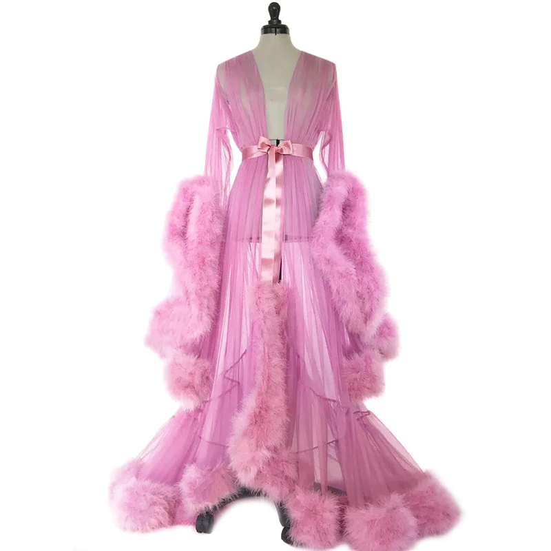 Old Hollywood Fuzzy Robe for Bed Time Flared Sleeve Tailing Dress Tulle Boudoir Robe Feather Bridal Robe EK-New
Old Hollywood Fuzzy Robe for Bed Time Flared Sleeve Tailing Dress Tulle Boudoir Robe Feather Bridal Robe EK-New