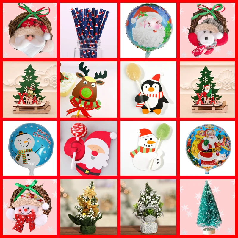 

Merry Christmas Party Supplies Xmas Tree Ornaments Santa Claus Gift Snowman Toy Deer Wreath Hang Decoration For Home LED Light