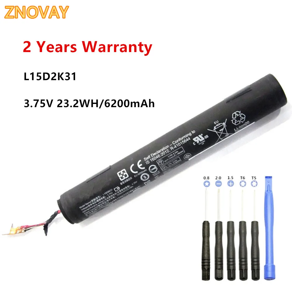 ZNOVAY L15D2K31 Laptop Battery for Lenovo Yoga Tablet 3 YT3-850F YT3-850M L15C2K31 Series 3.75V 23.2WH/6200mAh
ZNOVAY L15D2K31 Laptop Battery for Lenovo Yoga Tablet 3 YT3-850F YT3-850M L15C2K31 Series 3.75V 23.2WH/6200mAh