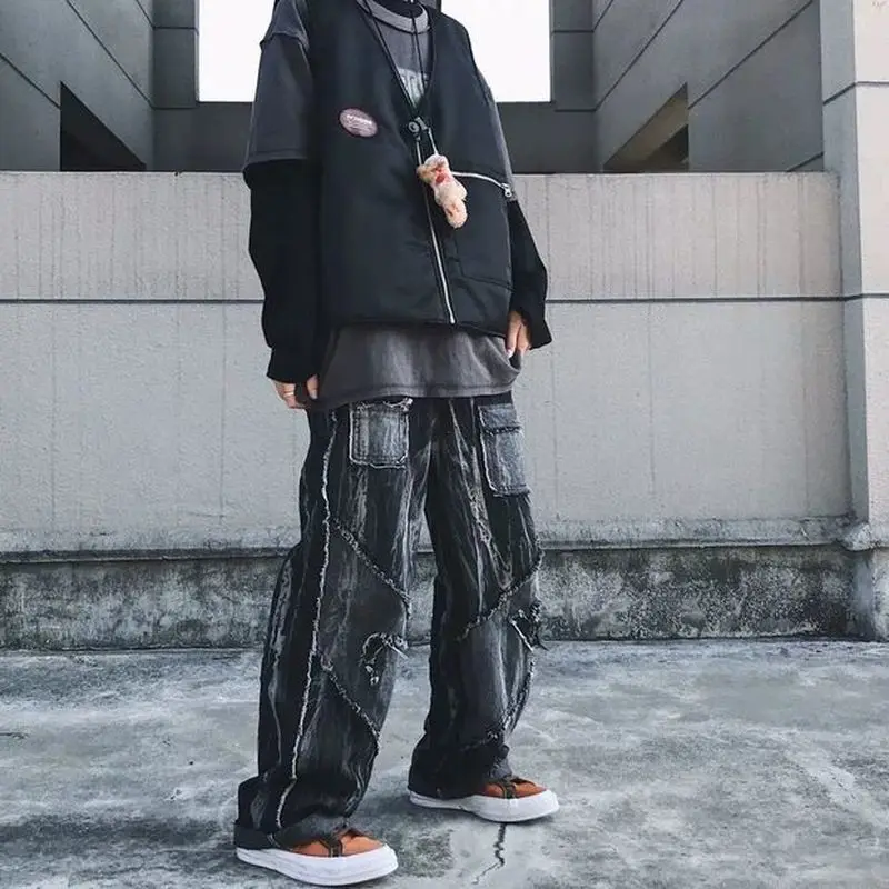 High Street Vintage Jeans Men Raw Edge Jeans 2021 Spring Autumn New Goth Hip Hop Style Aesthetic Patchwork Couple Trousers Trend 
High Street Vintage Jeans Men Raw Edge Jeans 2021 Spring Autumn New Goth Hip Hop Style Aesthetic Patchwork Couple Trousers Trend