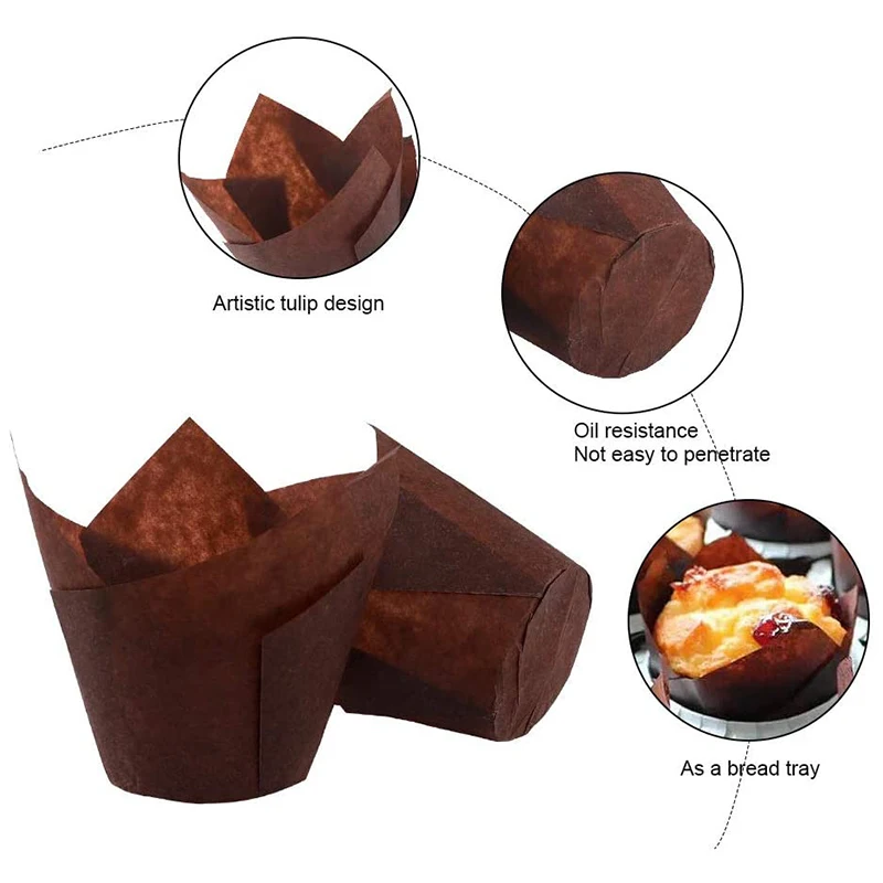 200Pcs Tulip Cupcake Baking Cups, Muffin Baking Liners Holders, Rustic Cupcake Wrapper, Brown, White and Nature Color 
200Pcs Tulip Cupcake Baking Cups, Muffin Baking Liners Holders, Rustic Cupcake Wrapper, Brown, White and Nature Color