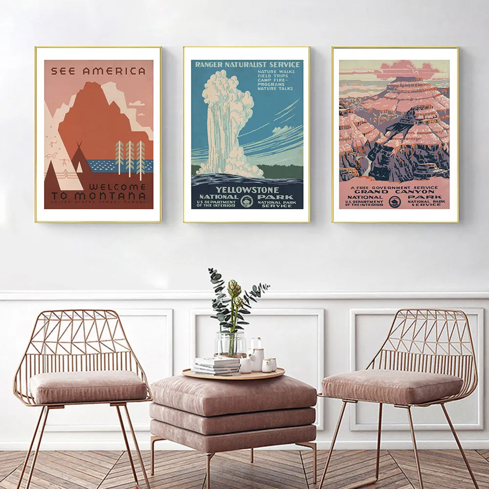 Yellowstone Vintage Travel Poster Grand Canyon Art Prints Montana Canvas Painting Retro Wall Pictures For Living Room Home Decor
Yellowstone Vintage Travel Poster Grand Canyon Art Prints Montana Canvas Painting Retro Wall Pictures For Living Room Home Decor