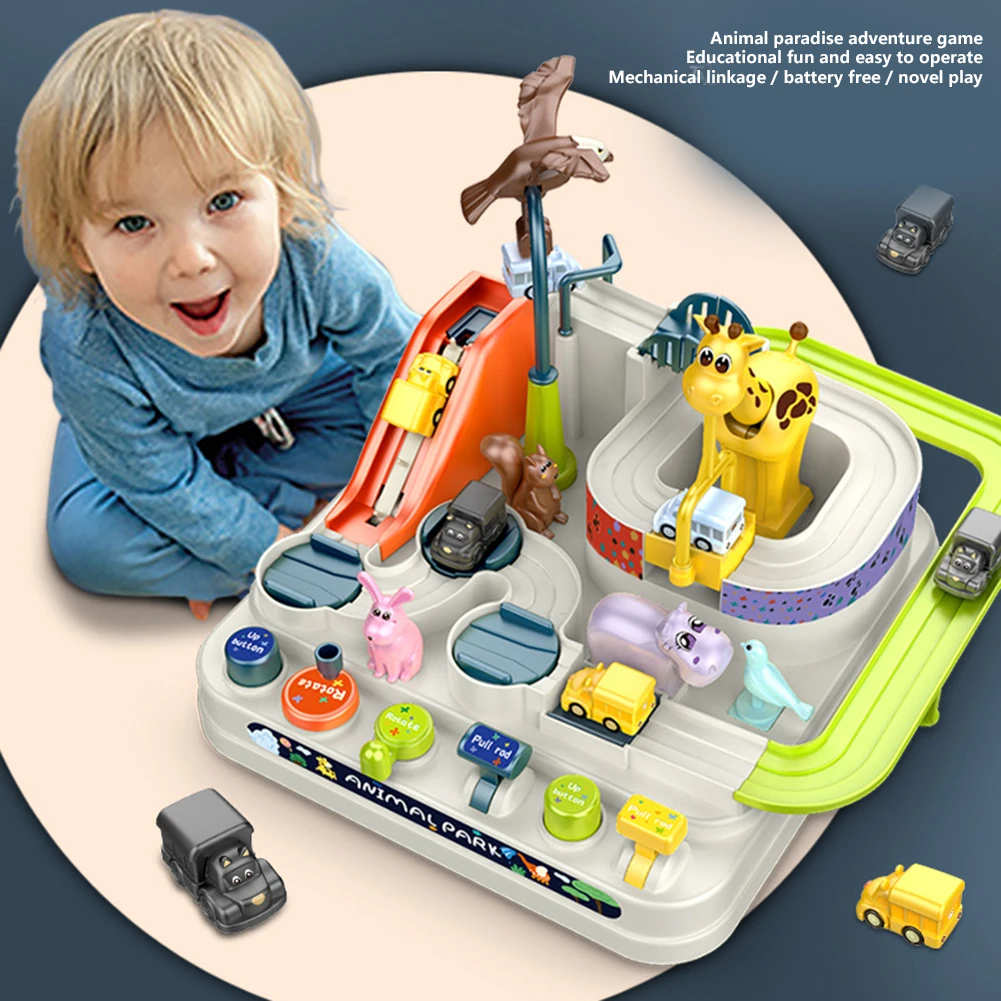 

Гоночный автомобиль, трек поезда, набор игрушек для детей, развивающая игрушка Монтессори для детей, гоночный автомобиль, приключения мозга...