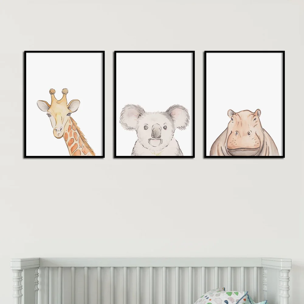Watercolor Animal Giraffe Koala Hippo Wall Art Canvas Painting Nordic Posters and Prints Wall Pictures Baby Kids Room Home Decor
Watercolor Animal Giraffe Koala Hippo Wall Art Canvas Painting Nordic Posters and Prints Wall Pictures Baby Kids Room Home Decor