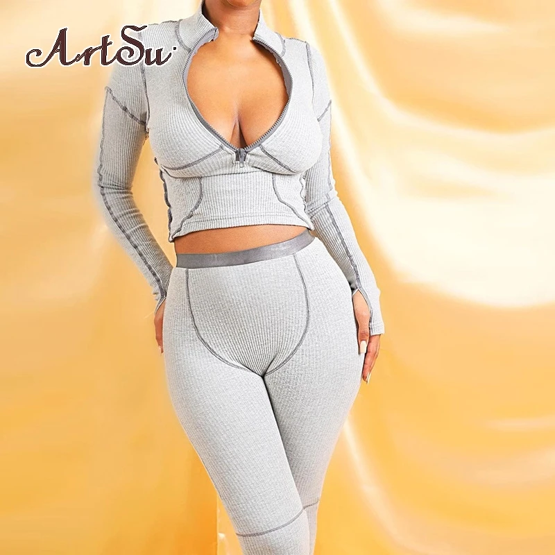ArtsuRib Long Sleeve Zipper Top Bright Line Decoration Slim Trousers Outfits Sportwear Fall Winter Two Piece Set Fashi
ArtsuRib Long Sleeve Zipper Top Bright Line Decoration Slim Trousers Outfits Sportwear Fall Winter Two Piece Set Fashi