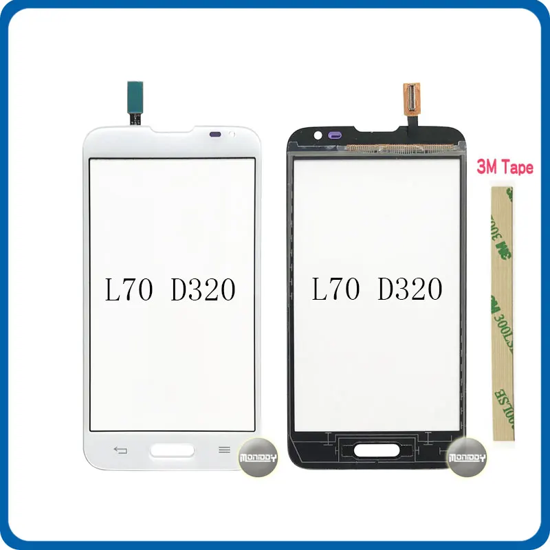 

Высокое качество 4,5 дюйма для LG L70 D320 и L70 D325 сенсорный экран дигитайзер Датчик внешнее Переднее стекло панель объектива Черный Белый