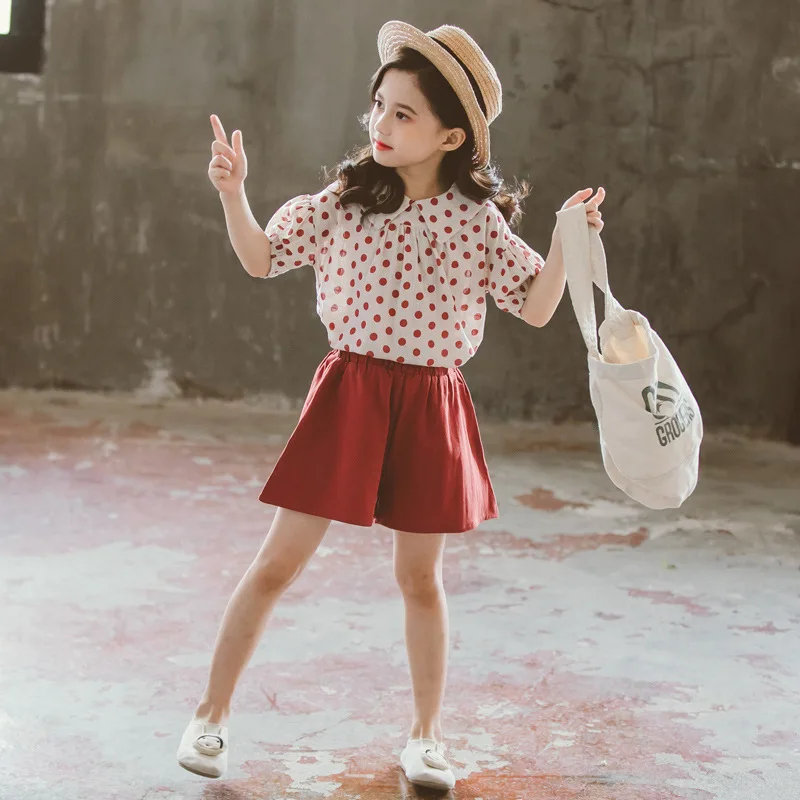 Girls Clothing Sets Summer Fashion Polka Dot Short Sleeve Tops + Shorts 4 8 10 12 Years Kids Clothing Suit Teen Children Outfits
Girls Clothing Sets Summer Fashion Polka Dot Short Sleeve Tops + Shorts 4 8 10 12 Years Kids Clothing Suit Teen Children Outfits