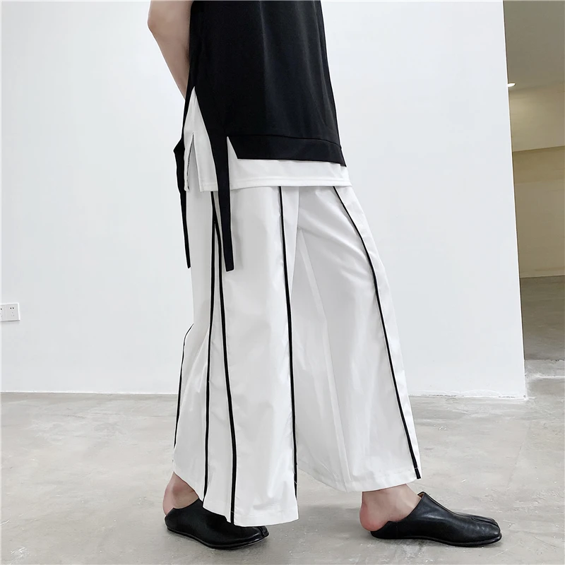 Casual Wide Leg Pant Style Streetwear Ankle Length Pants Japan Splice Elastic Waist Loose Men Male Black White Straight Mid Flat
Casual Wide Leg Pant Style Streetwear Ankle Length Pants Japan Splice Elastic Waist Loose Men Male Black White Straight Mid Flat