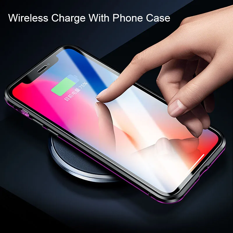 Магнитный чехол для телефона из двойного закаленного стекла iPhone 6S 7 8 Plus 11 Pro X XR XS MAX