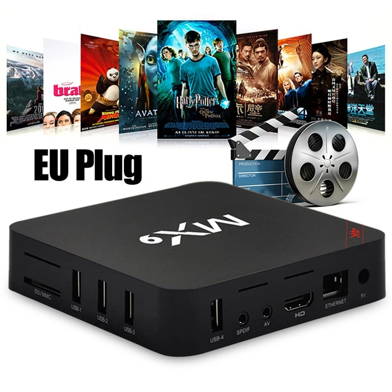 New TV Box MX9 4K Quad Core 1GB 8GB Android 4.4 TV BOX 2.0 HD HDMI SD Slot 2.4GHz WiFi Set Top Box Media Player EU Plug
New TV Box MX9 4K Quad Core 1GB 8GB Android 4.4 TV BOX 2.0 HD HDMI SD Slot 2.4GHz WiFi Set Top Box Media Player EU Plug
