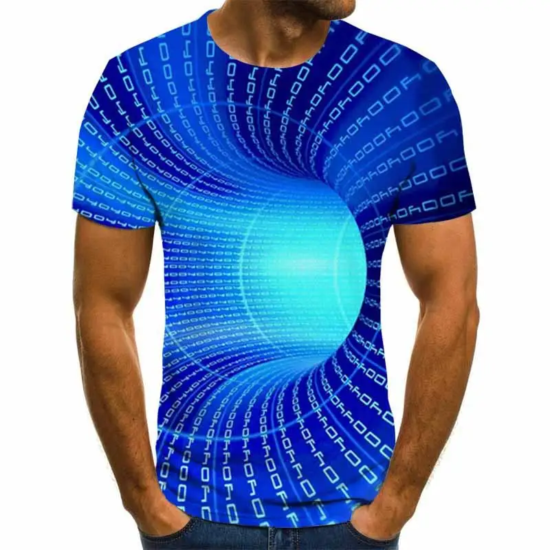 Three-di Мужская футболка vortex С 3D принтом летняя повседневная забавная с круглым