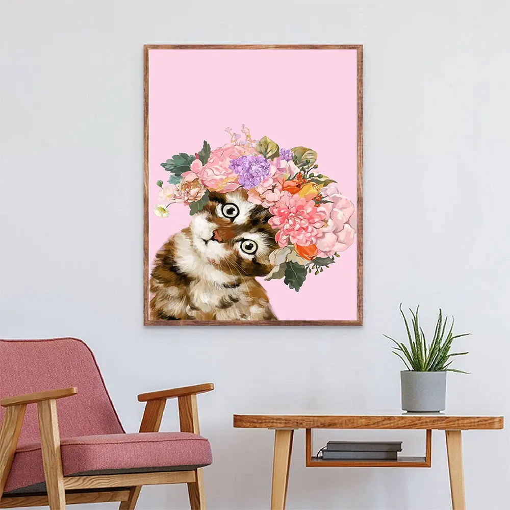 Nordic Poster Canvas Modern Cute Animal Cat Wearing Wreath Pink Style Painting Art Print Wall Picture Living Kid Room Home Decor
Nordic Poster Canvas Modern Cute Animal Cat Wearing Wreath Pink Style Painting Art Print Wall Picture Living Kid Room Home Decor