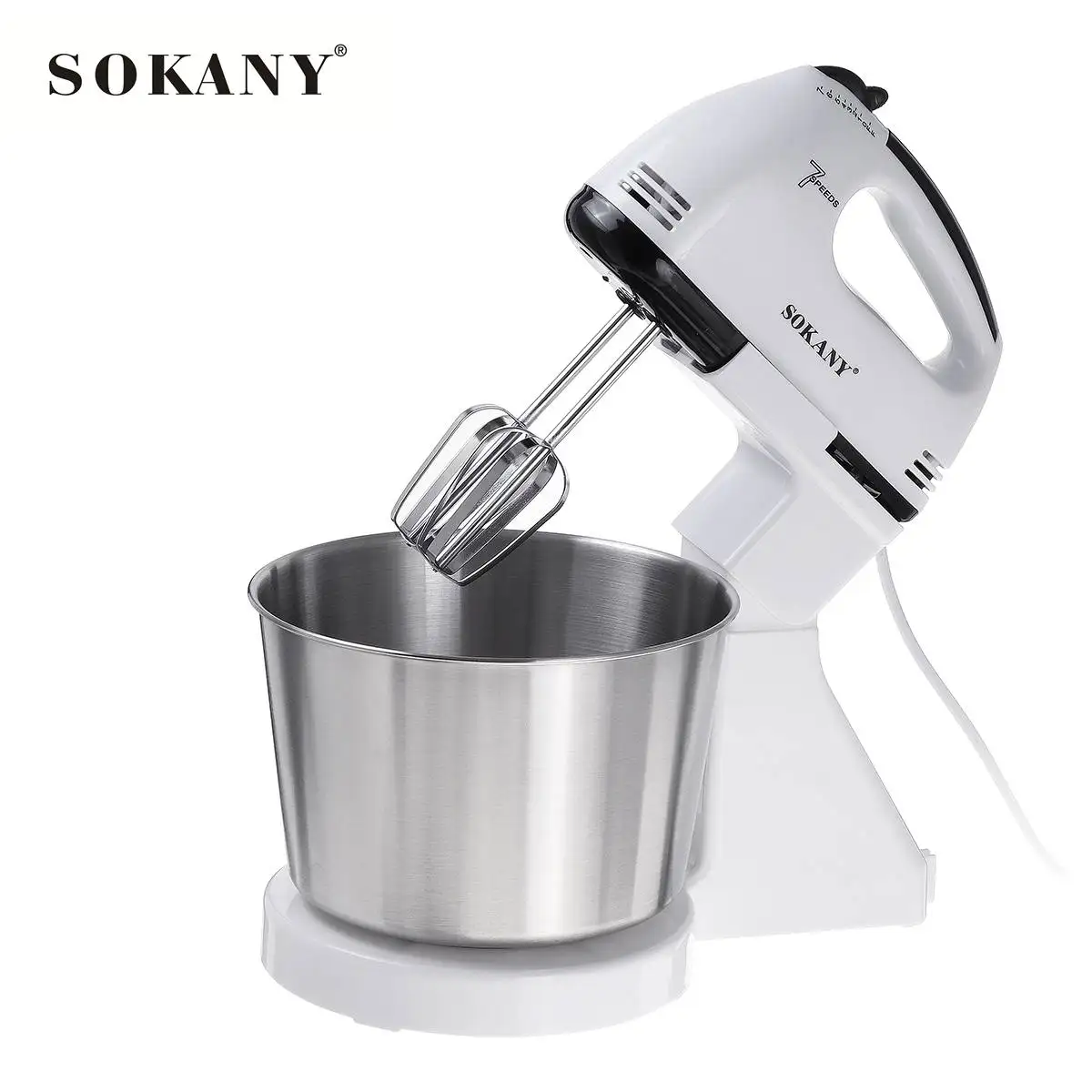 Электрический миксер SOKANY 7 скоростей, 2 л, настольный Миксер для торта, теста, ручной блендер для яиц, Кухонная машина для взбивания крема
Электрический миксер SOKANY 7 скоростей, 2 л, настольный Миксер для торта, теста, ручной блендер для яиц, Кухонная машина для взбивания крема