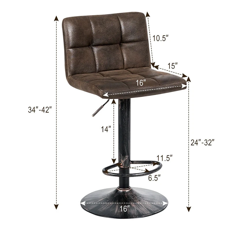 Set of 2 Adjustable Swivel Counter Chairs with Footrest and Back Base Unique Hot-stamping Cloth Seat Bar Chair
Set of 2 Adjustable Swivel Counter Chairs with Footrest and Back Base Unique Hot-stamping Cloth Seat Bar Chair