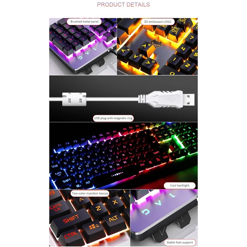 K002 RGB Gaming Keyboard Backlit Office Feel Keyboard USB Wired Mechanical Gaming Competitive Keyboard
K002 RGB Gaming Keyboard Backlit Office Feel Keyboard USB Wired Mechanical Gaming Competitive Keyboard