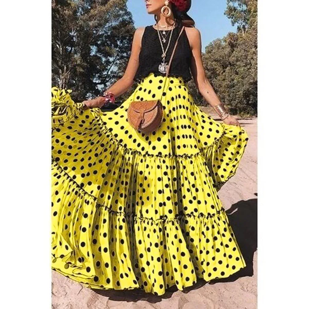 2021 Women Fashion High Waist Polka Dot Printed Skirt Loose Ruffled Pleated Long Skirt Summer Beach Plus Size Bohemia Skirt
2021 Women Fashion High Waist Polka Dot Printed Skirt Loose Ruffled Pleated Long Skirt Summer Beach Plus Size Bohemia Skirt