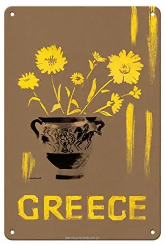 Greece - Yellow Daisy (Marguerite) Flowers in Grecian Urn by L. Montessanti c.1950s - Metal Tin Sign
Greece - Yellow Daisy (Marguerite) Flowers in Grecian Urn by L. Montessanti c.1950s - Metal Tin Sign