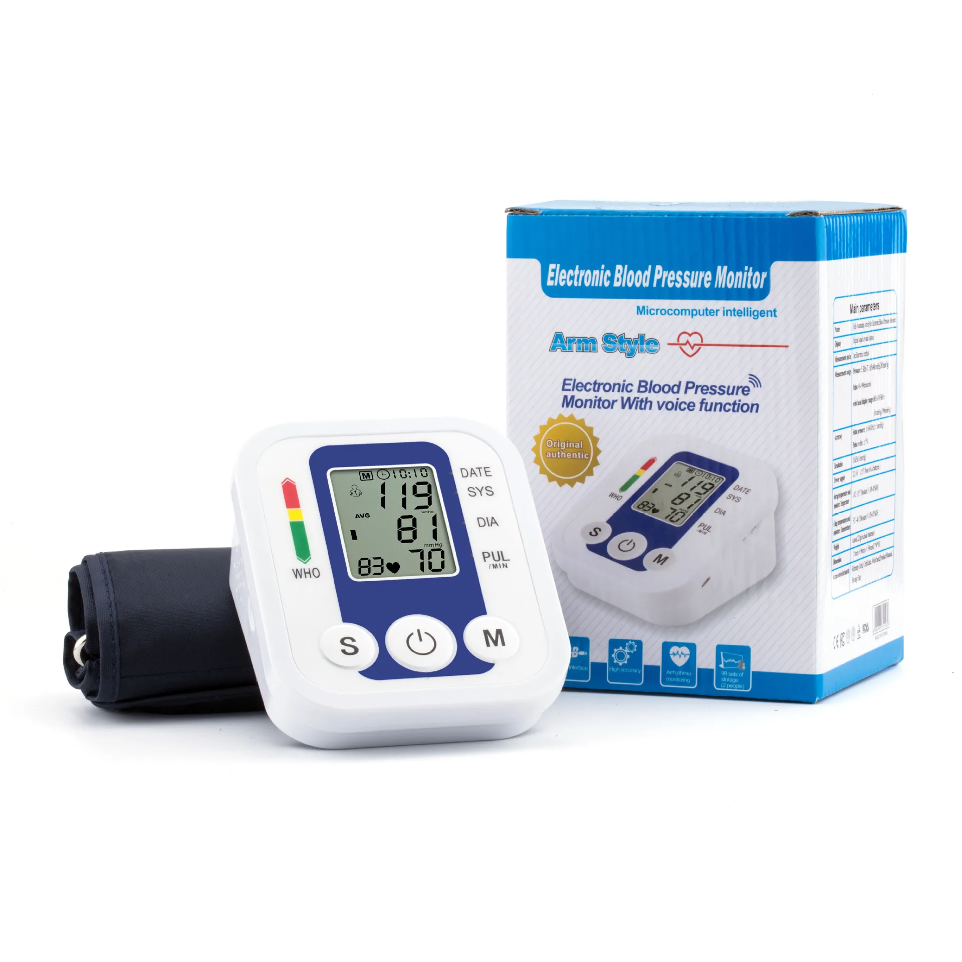 XPIOY Large Screen Arm Sphygmomanometer Digital Electronic Blood Pressure Monitor Heart Beat Rate Pulse Meter Measure White
XPIOY Large Screen Arm Sphygmomanometer Digital Electronic Blood Pressure Monitor Heart Beat Rate Pulse Meter Measure White