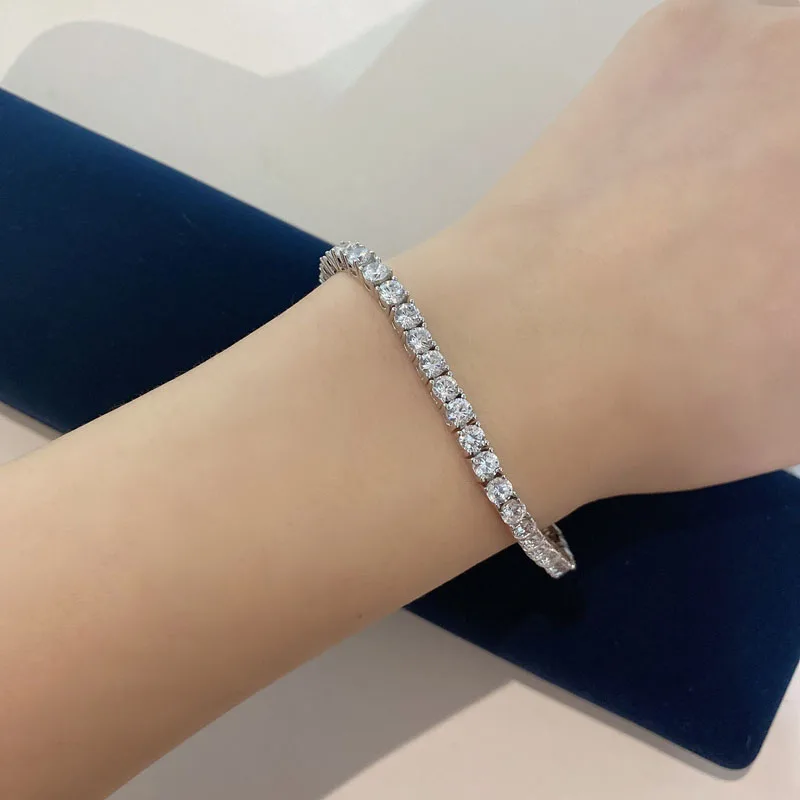 Jazaz 16CM 17CM Tennis Bracelets Real 925 Sterling Silver Jewelry Spark High Carbon Diamond Eternal wedding Bracelet Gift B1042
Jazaz 16CM 17CM Tennis Bracelets Real 925 Sterling Silver Jewelry Spark High Carbon Diamond Eternal wedding Bracelet Gift B1042