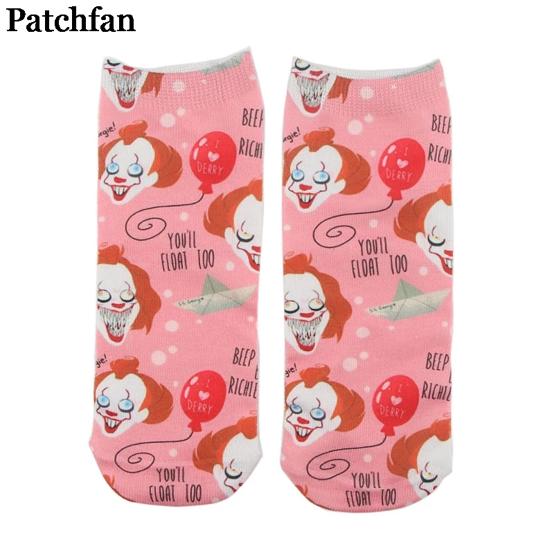 Patchfan клоун ужас Косплей новый мультфильм аниме печатных женские носки короткие