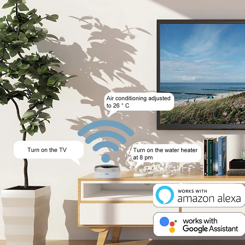 Tuya Smart Home Intelligent Room Wifi Universal IR Remote Control Supports Siri,Alexa, Google Home
Tuya Smart Home Intelligent Room Wifi Universal IR Remote Control Supports Siri,Alexa, Google Home