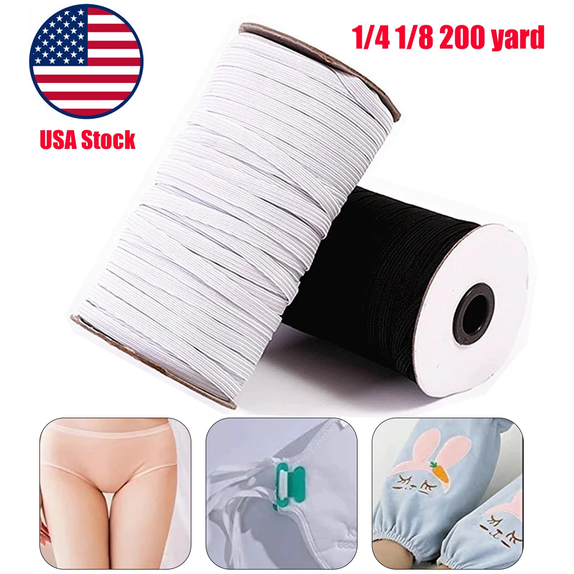 200 Yard 1/4 1/8 Elastic Band Cord Flat Rubber Braided Stretch Strap Cord Roll for Sewing Crafting Clothing Garment Accessories
200 Yard 1/4 1/8 Elastic Band Cord Flat Rubber Braided Stretch Strap Cord Roll for Sewing Crafting Clothing Garment Accessories