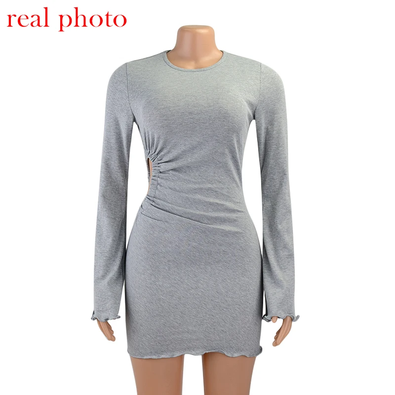 Autumn Draped Flare Sleeve Cut-Out Mini Dresses Knitting Round Neck Ruched Dress Skinny Chic Casual Streetwear
Autumn Draped Flare Sleeve Cut-Out Mini Dresses Knitting Round Neck Ruched Dress Skinny Chic Casual Streetwear