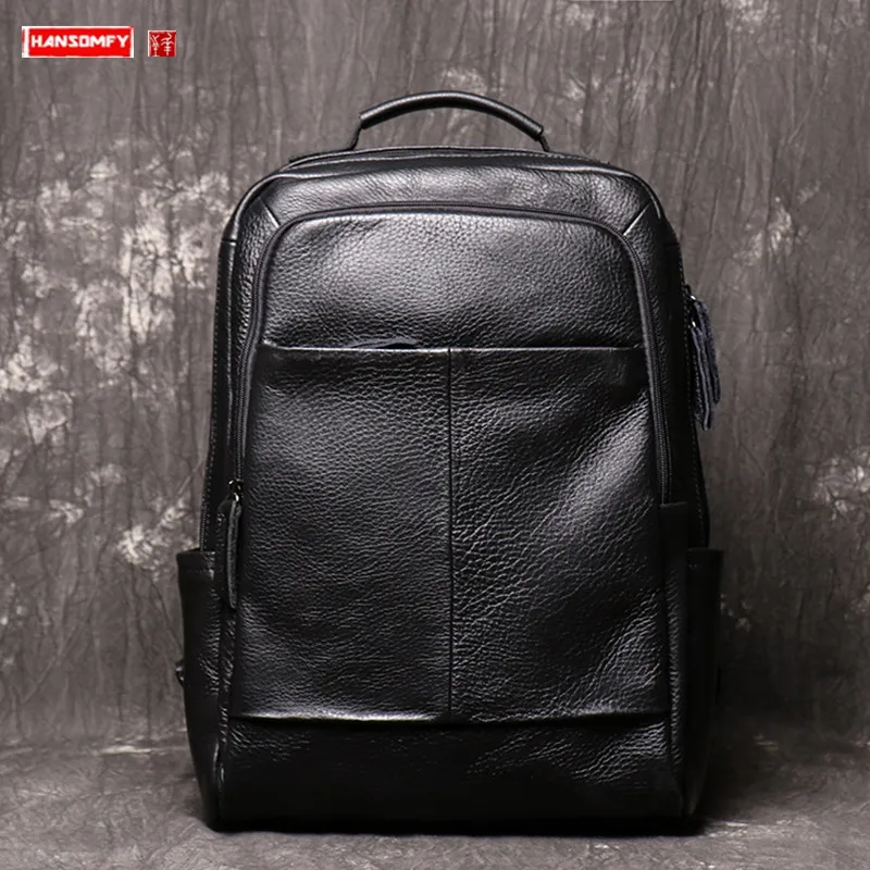 HANSOMFY Vintage Soft Black Leather Men Backpack large capacity 15.6 inch laptop bag Cowhide Leather travel backpacks school bag
HANSOMFY Vintage Soft Black Leather Men Backpack large capacity 15.6 inch laptop bag Cowhide Leather travel backpacks school bag