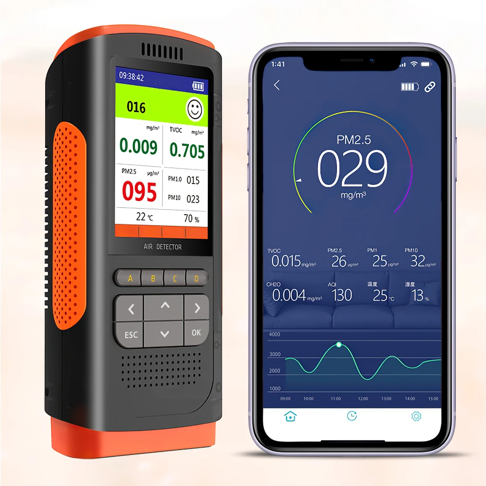 Air Quality Detector PM2.5 PM10 PM1.0 Detectors Air Quality Monitor Gas Detector Portable Tester for Home Car and Office
Air Quality Detector PM2.5 PM10 PM1.0 Detectors Air Quality Monitor Gas Detector Portable Tester for Home Car and Office