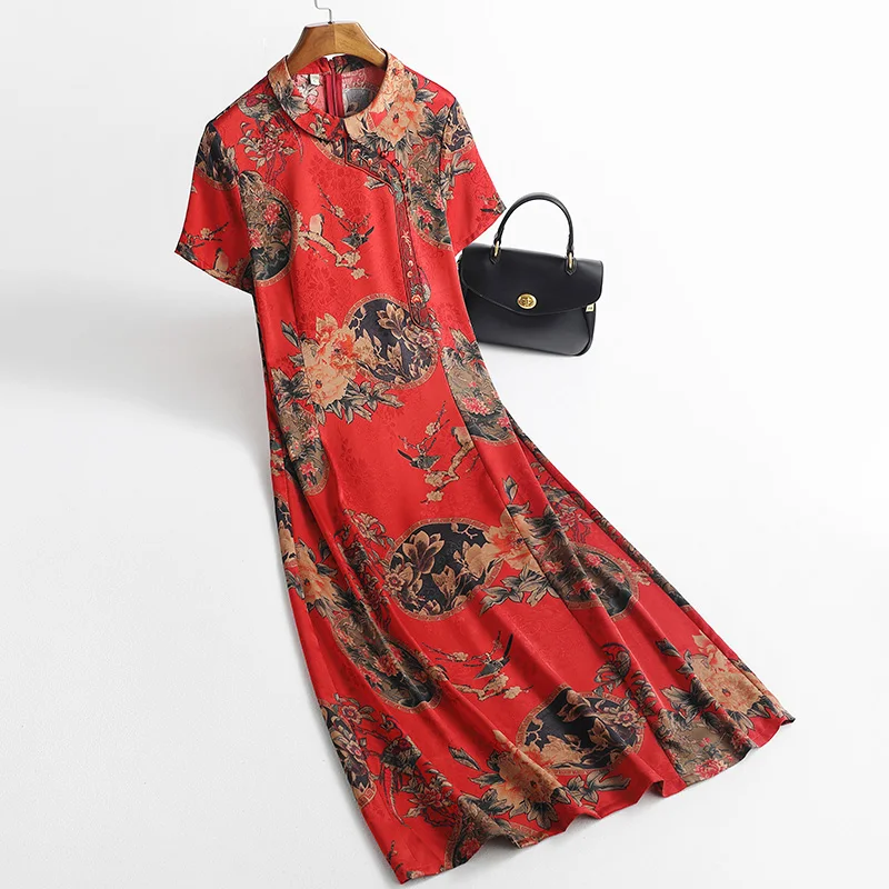 2021 Women Spring Summer Casual Silk Plus Size Vestido Female O-neck Short Sleeve Pleated Dresses Ladies Vintage Print Dress K73
2021 Women Spring Summer Casual Silk Plus Size Vestido Female O-neck Short Sleeve Pleated Dresses Ladies Vintage Print Dress K73