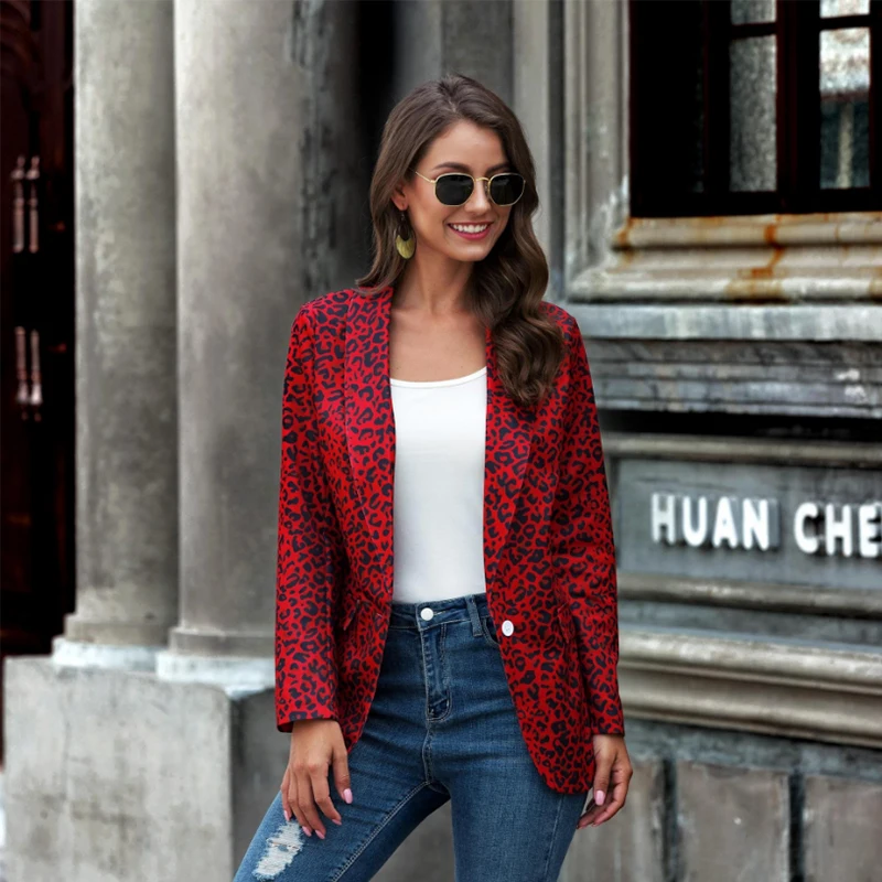 Ladies Autumn Leopard Print Notch Jacket Coat Fashion Slim Fit Blazer One Button Long Sleeve Lapel Button Button Blazer Viper
Ladies Autumn Leopard Print Notch Jacket Coat Fashion Slim Fit Blazer One Button Long Sleeve Lapel Button Button Blazer Viper