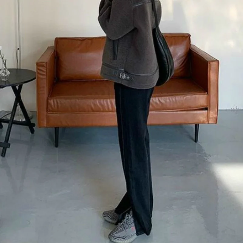 Straight Jeans Front Slit Elegant Streetwear High Waist Denim Black Full Length Bottom Fashion Female Korean Style Chic Trousers
Straight Jeans Front Slit Elegant Streetwear High Waist Denim Black Full Length Bottom Fashion Female Korean Style Chic Trousers