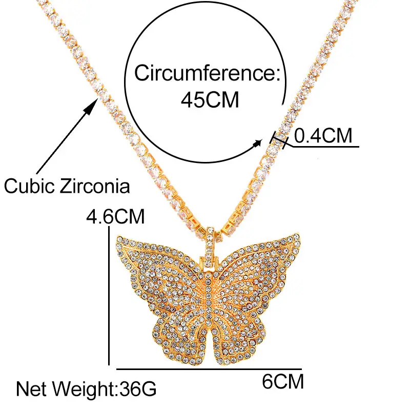 New Fashion Shiny Crystal Large Butterfly Pendant Necklace For Women Hip Hop Iced Out Zircon Chain Necklaces Trendy Jewellery
New Fashion Shiny Crystal Large Butterfly Pendant Necklace For Women Hip Hop Iced Out Zircon Chain Necklaces Trendy Jewellery