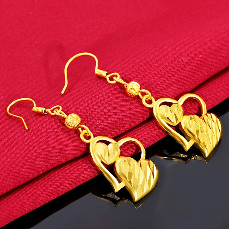 Luxury 24k Yellow Gold Love Heart Shaped Drop Earrings for Women Girlfriend Mother Sand Gold Stud Earring Birthday Jewelry Gifts
Luxury 24k Yellow Gold Love Heart Shaped Drop Earrings for Women Girlfriend Mother Sand Gold Stud Earring Birthday Jewelry Gifts