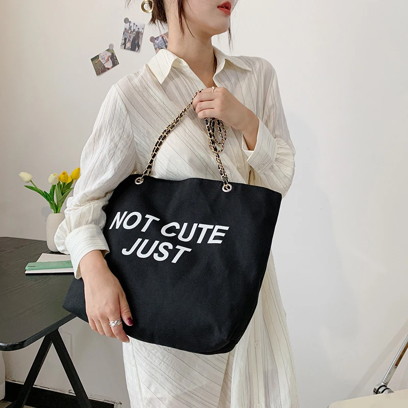 

Korean Alphabet Print Canvas Super Large Capacity Shoulder Bags Portable Shopping Bag Lady Tote Handbags bolsa feminina 2021 New