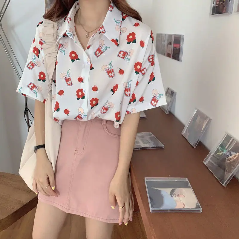 Blouse Women Shirt Weird Girl Short-Sleeved Printed Women's Summer Polo Collar Cardigan Shirt Top Blusas Mujer De Moda
Blouse Women Shirt Weird Girl Short-Sleeved Printed Women's Summer Polo Collar Cardigan Shirt Top Blusas Mujer De Moda
